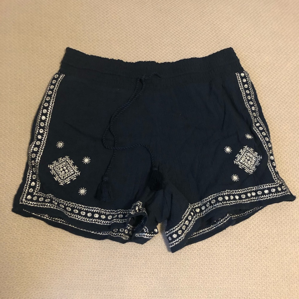 J. Crew embroidered blue shorts